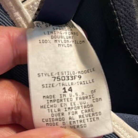 Anne Cole Collection Blue White High Cut Swimsuit Size 14 EUC #M-328 - Picture 5 of 7